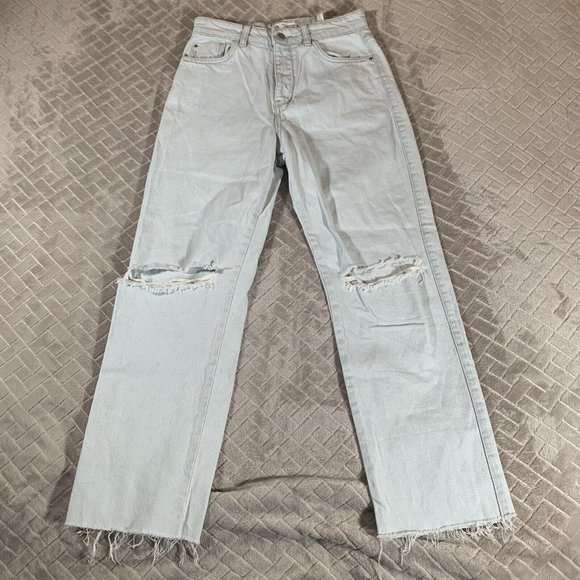 Zara Jeans Womens 4 Zara Denim Blue Jeans Light Wash Baggy Wide Leg